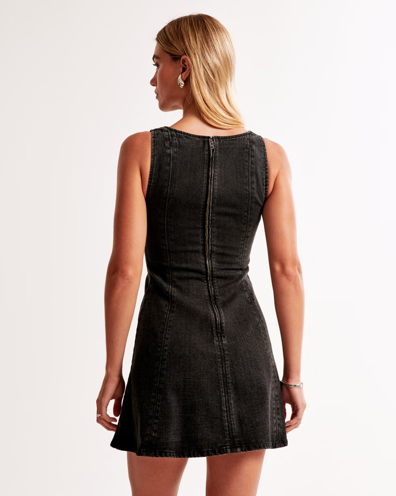 Squareneck Denim Mini Dress | Abercrombie & Fitch (US)