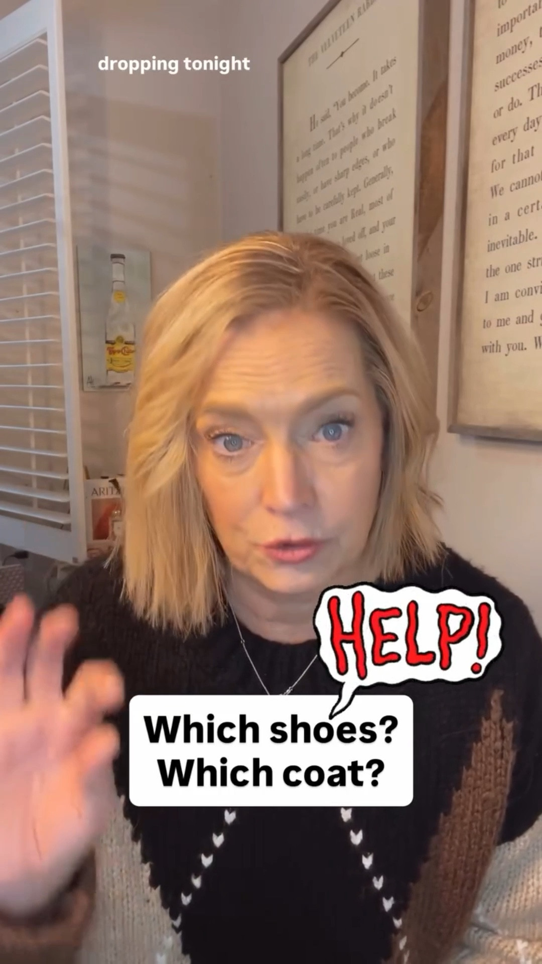 Help! Which shoe + coat combo? It’s going to be cold tonight. I want to be cozy and comfy AND look put together. Help me out. I made a poll to make it easy. #midlifestyle #over50style #choosemyshoes #choosemycoat