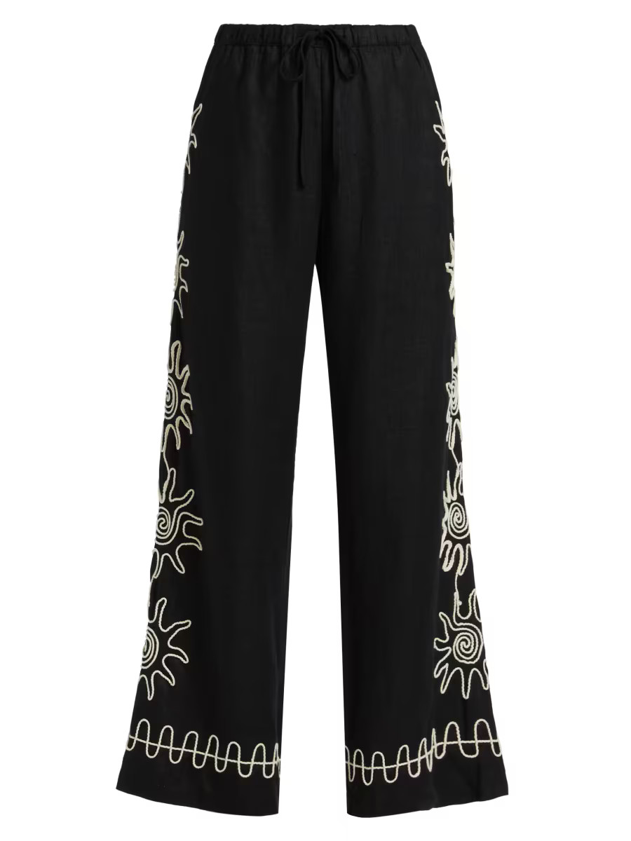 Rails Emmie Embroidered Linen Pants | Saks Fifth Avenue | Saks Fifth Avenue