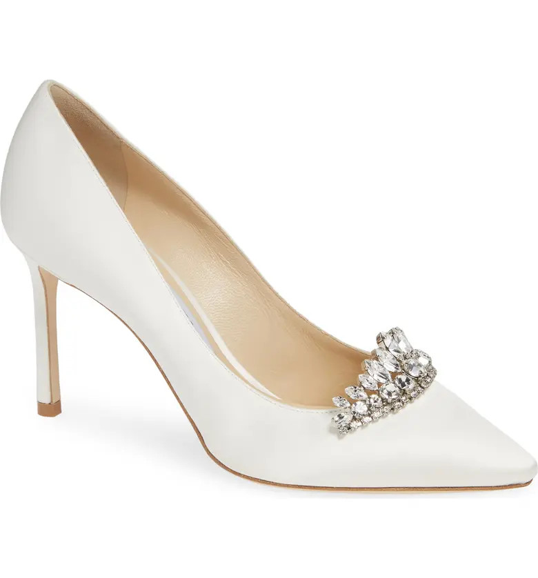 Romy Crystal Tiara Satin Pump | Nordstrom