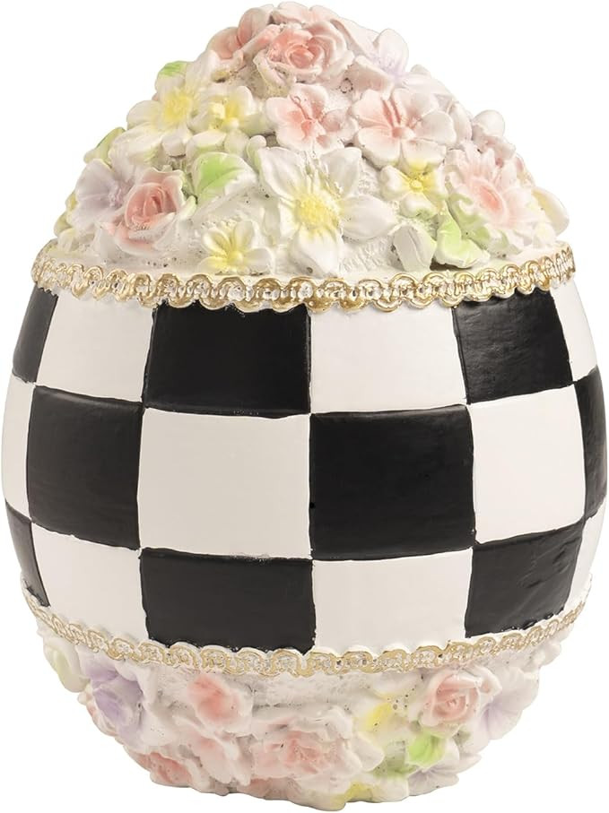 Black and White Checkered Easter Egg Decor, Resin Decorative Egg Flowers Figurine, Spring Indoor ... | Amazon (US)