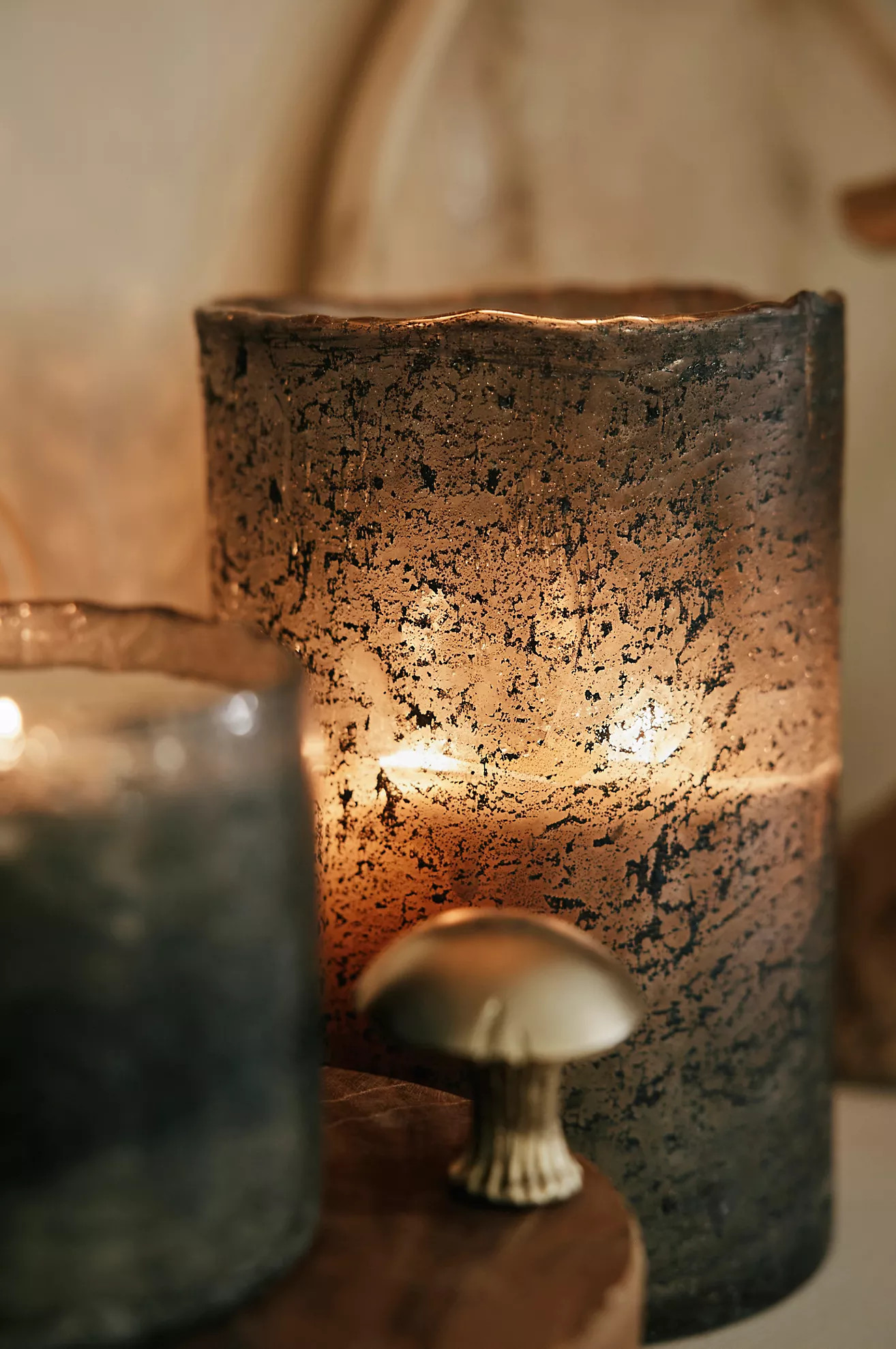 Textured Glass Candle, Tobacco Bark | Terrain