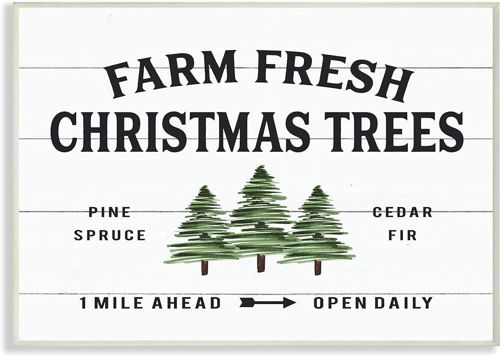 Stupell Industries White Planked Look Holiday Farm Fresh Christmas Trees Spruce and Fir Wall Plaq... | Amazon (US)