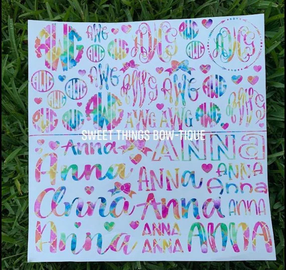 Monogram sheets vinyl decals Vinyl monogram Label sheets  | Etsy | Etsy (US)