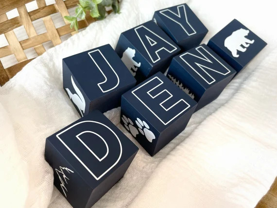 Personalized Baby Gift Block Set  Woodland Themed Nursery | Etsy | Etsy (US)