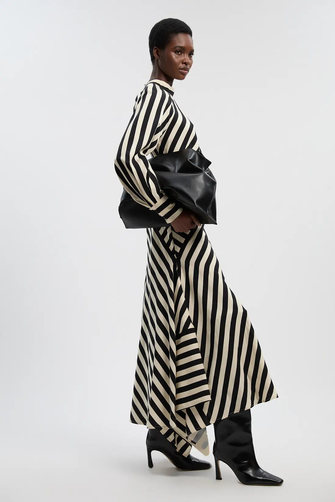 Dresses | Mono Fluid Stripe Cotton Mix Woven Maxi Dress | KarenMillen | Karen Millen UK + IE + DE + NL