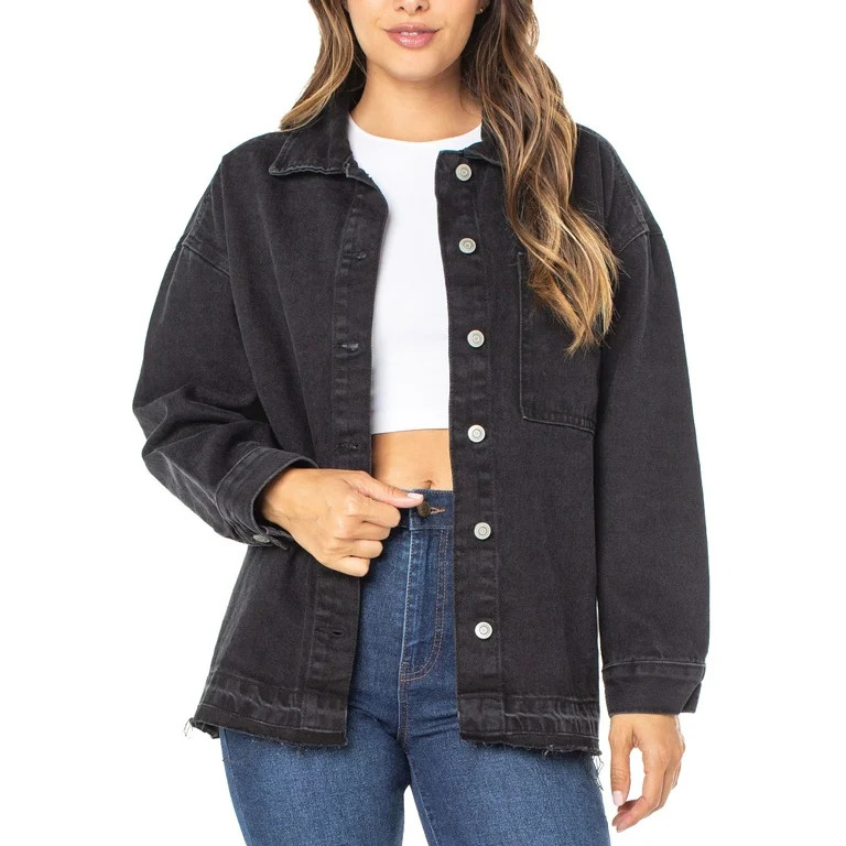Celebrity Pink Women’s Juniors and Junior Plus Denim Shacket, Sizes XS-3X | Walmart (US)
