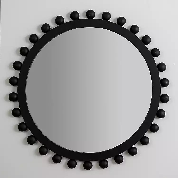 Round Black Wood Beaded Frame Mirror | Kirkland's Home