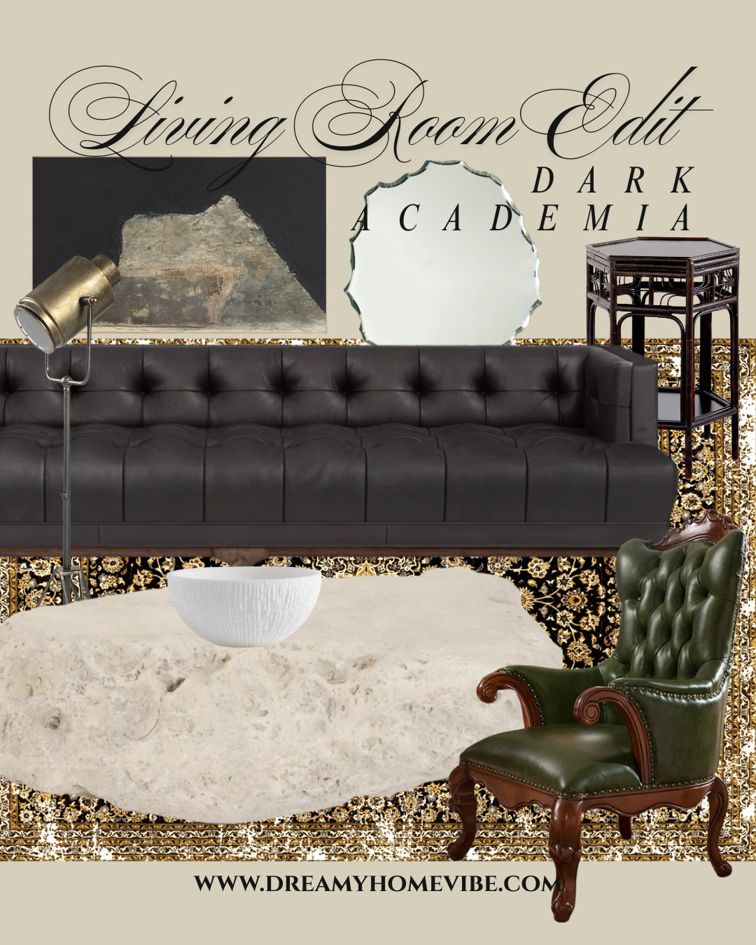 Layered textures, moody tones, and statement furniture—our Dark Academia living room edit is curated for depth and sophistication. Swipe through to shop each piece! #DHVTopPick #DarkAcademiaDecor #MoodyVibes 

 #LTKHome