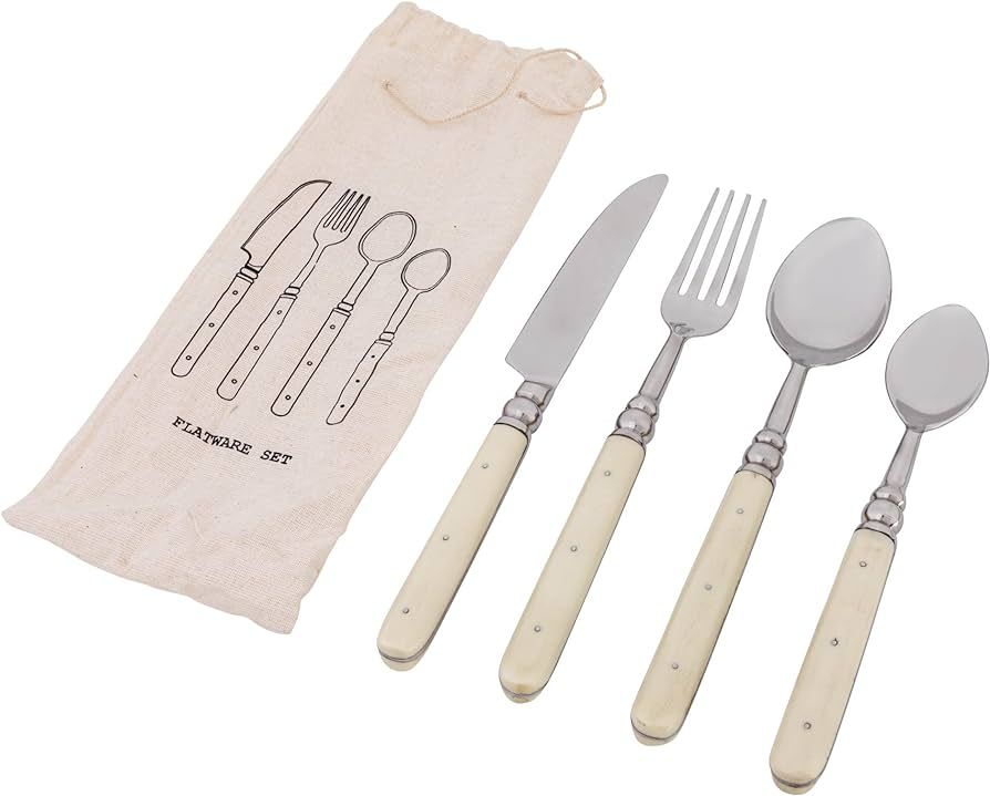 Creative Co-Op Farmhouse Stainless Steel and Resin Cutlery in Drawstring Bag, Set of 4 Styles, Cr... | Amazon (CA)