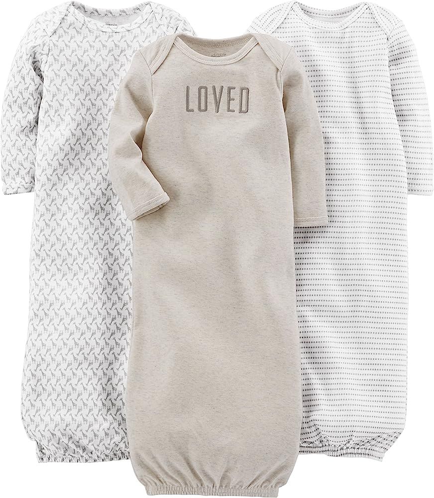 Simple Joys by Carter's Unisex Babies' Cotton Sleeper Gown, Pack of 3 | Amazon (US)