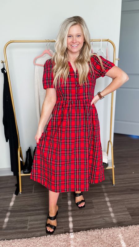 Christmas dress that is perfect for dinners and parties and is workwear appropriate! 
Red tartan dress// Christmas dress// red plaid dress// Jcrew find// petite friendly 

#LTKsalealert #LTKHoliday #LTKworkwear