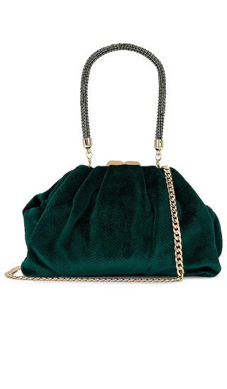 Caitlin Velvet Crystal Handle Bag in Emerald | Revolve Clothing (Global)