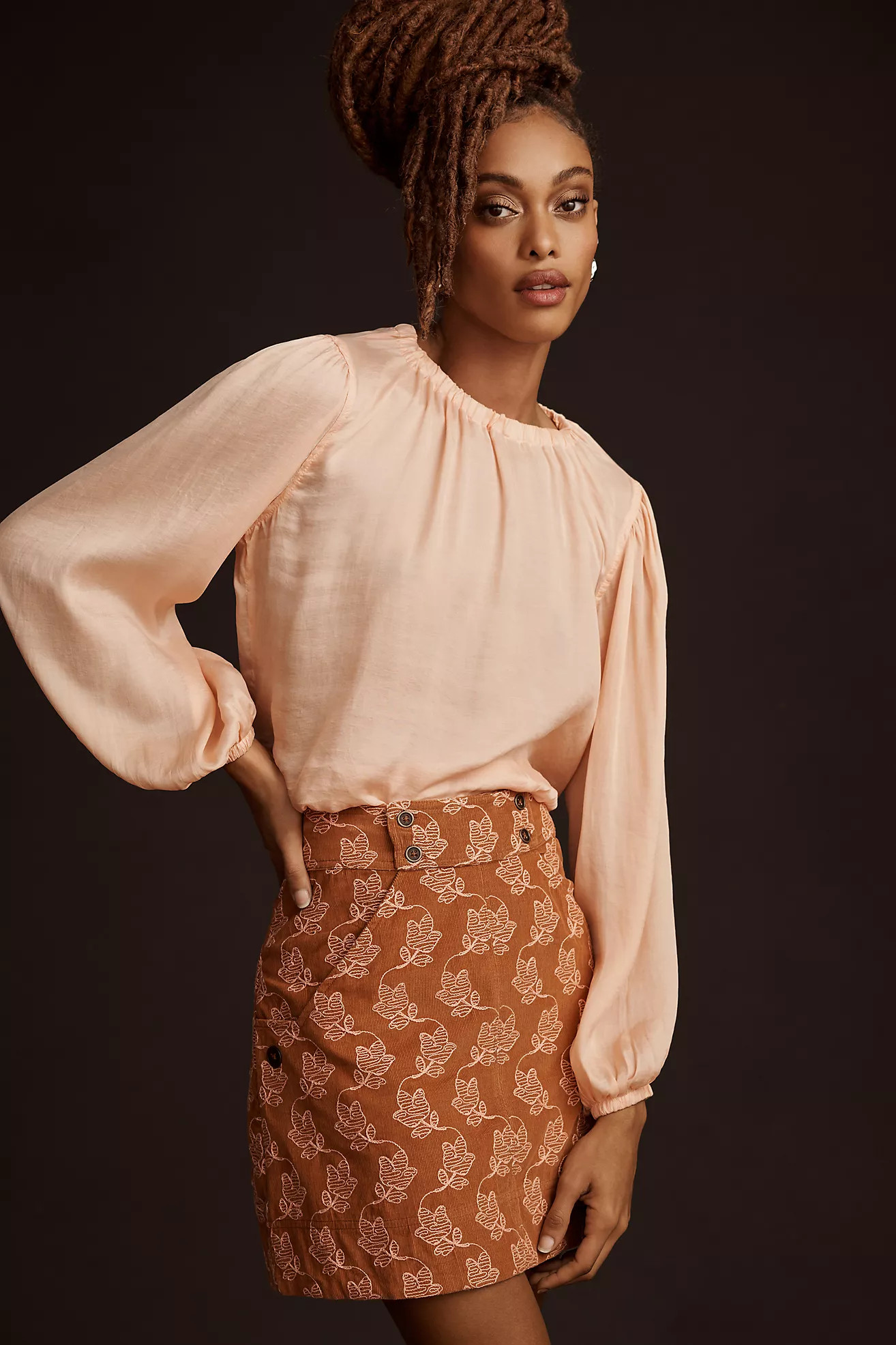 Maeve Printed Corduroy Mini Skirt | Anthropologie (US)