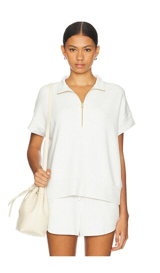 Varley Ritchie Short Sleeve Sweatshirt in Ivory. - size M | Revolve Clothing (Global)
