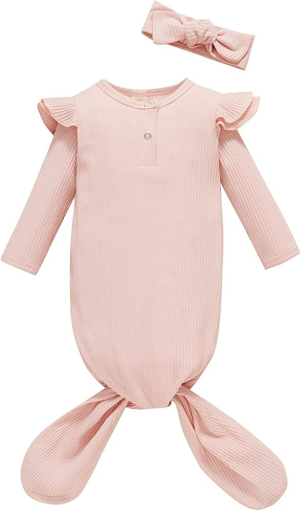 Newborn Baby Boy Girl Knotted Gowns Long Sleeve Printed Sleeping Bag Coming Home Outfit Nightgown... | Amazon (US)