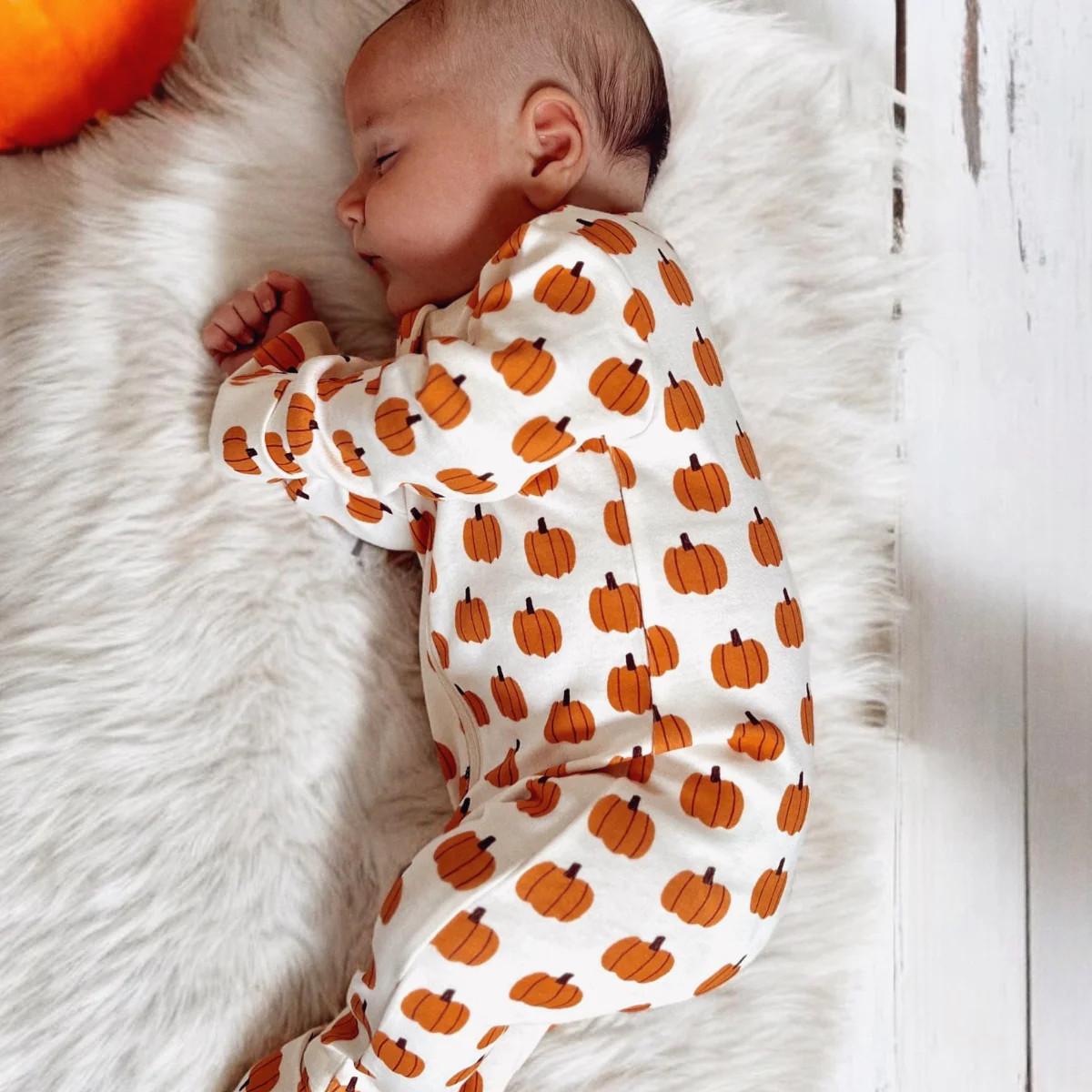 Pumpkin / Organic 2-Way Zip Romper | SpearmintLOVE