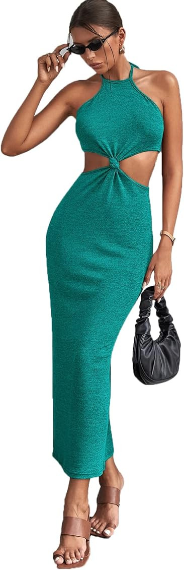 SOLY HUX Women's Cut Out Backless Halter Tie Back Sexy Dress | Amazon (US)