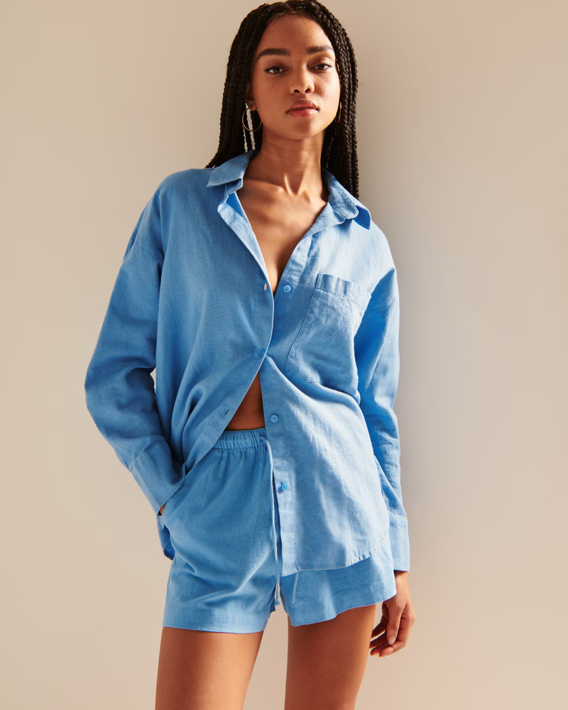Linen-Blend Pull-On Short | Abercrombie & Fitch (US)