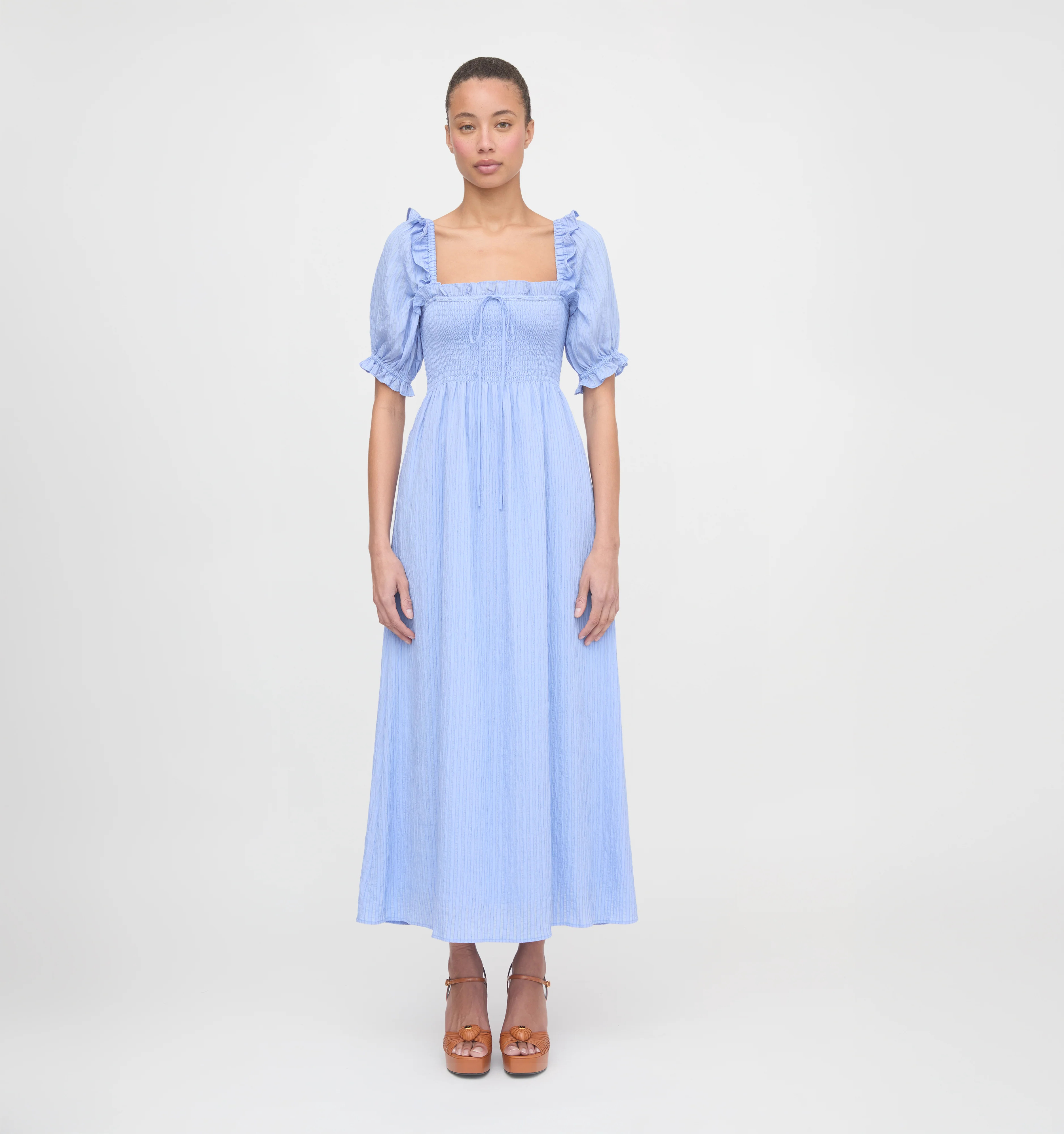 The Scarlett Midi Nap Dress | Bluebird Tonal Seersucker / M | ® | Hill House Home | Hill House Home US