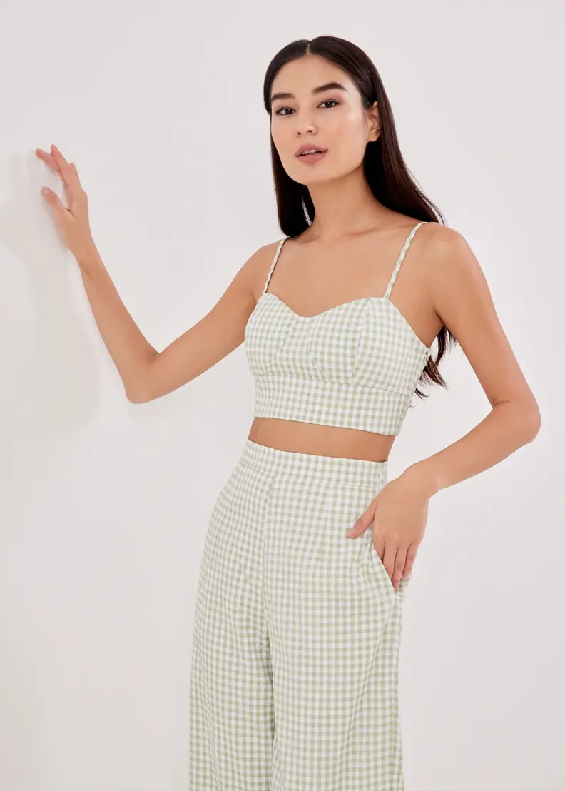Riella Gingham Bustier Padded Crop Top | Love, Bonito USA