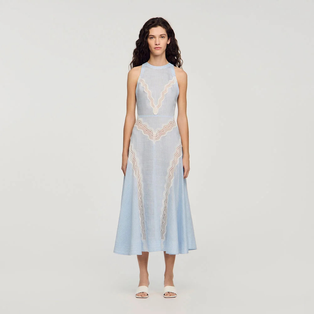 Maxi dress with lace details | Sandro US | Sandro-Paris US