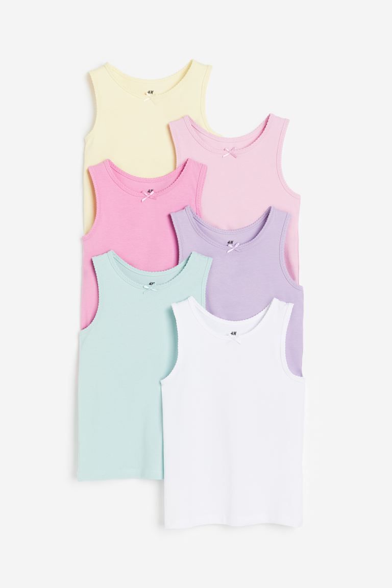 6-pack Picot-trimmed Tank Tops | H&M (US + CA)