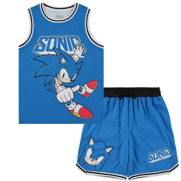 Boys Sonic The Hedgehog Basketball Jersey Shirt and Shorts Clothing Set- Little and Big Boys Size... | Walmart (US)