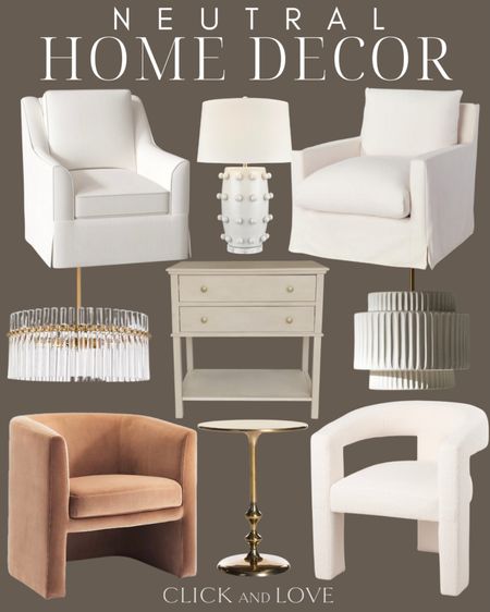 Neutral home decor is great for every style! Great prices on these accent chairs to refresh your home 👏🏼

World market, wayfair, tj Maxx, target, urban outfitters, lighting inspiration, table lamp, chandelier, accent chair, armchair, upholstered chair, swivel chair, nightstand, end table, look for less, budget friendly furniture 




#LTKunder100 #LTKstyletip #LTKhome