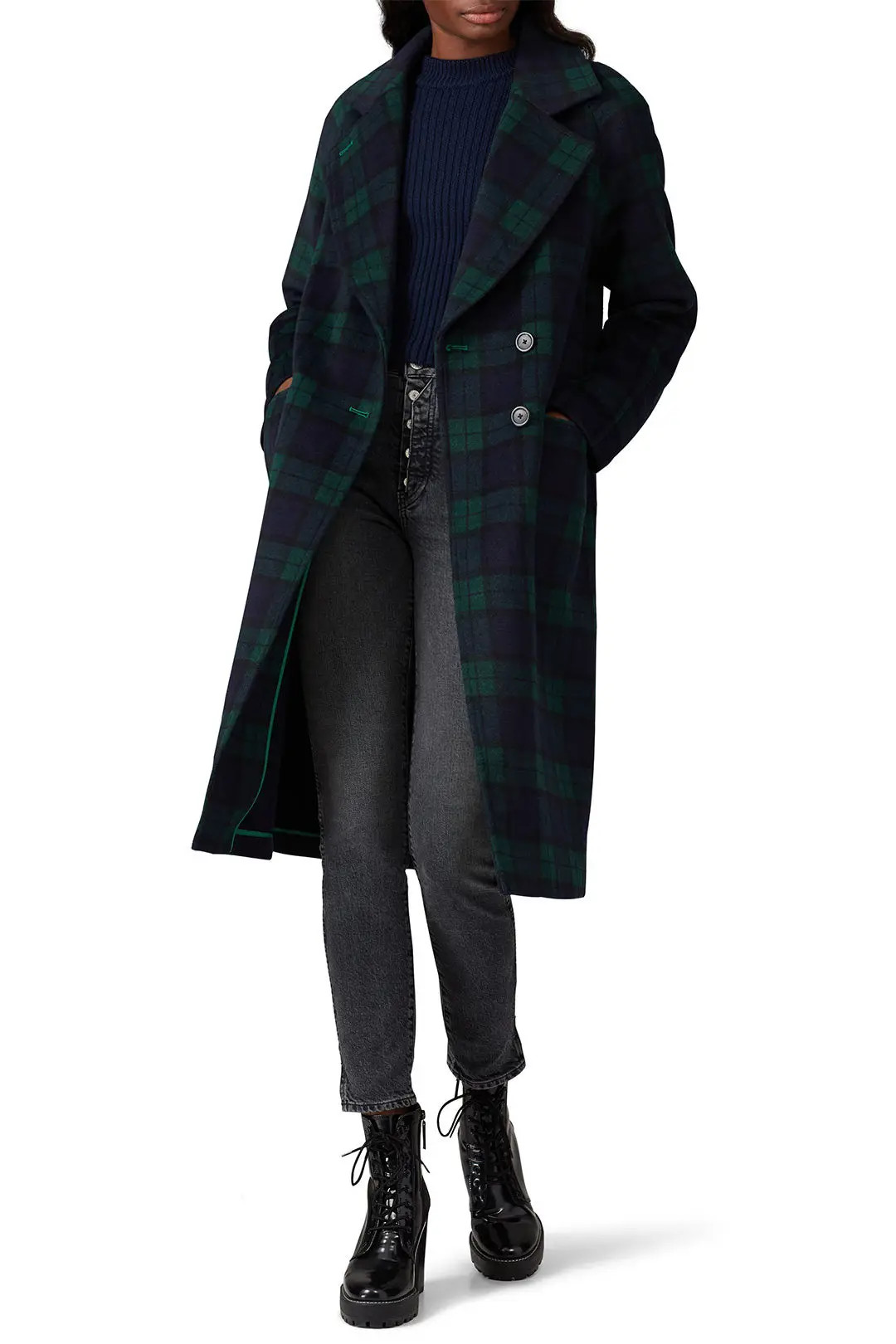 Plaid Wool Raglan Coat | Rent The Runway