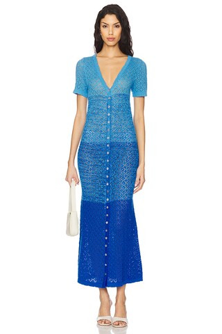 Alexandra Short Sleeve Dress in Blue | Revolve Clothing (Global)