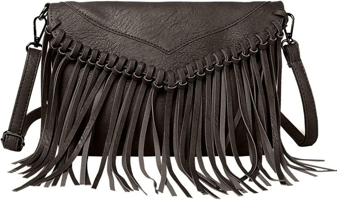 LUI SUI Women PU Leather Hobo Fringe Tassel Cross Body Bag Vintage Shoulder Handbag for Girls | Amazon (US)
