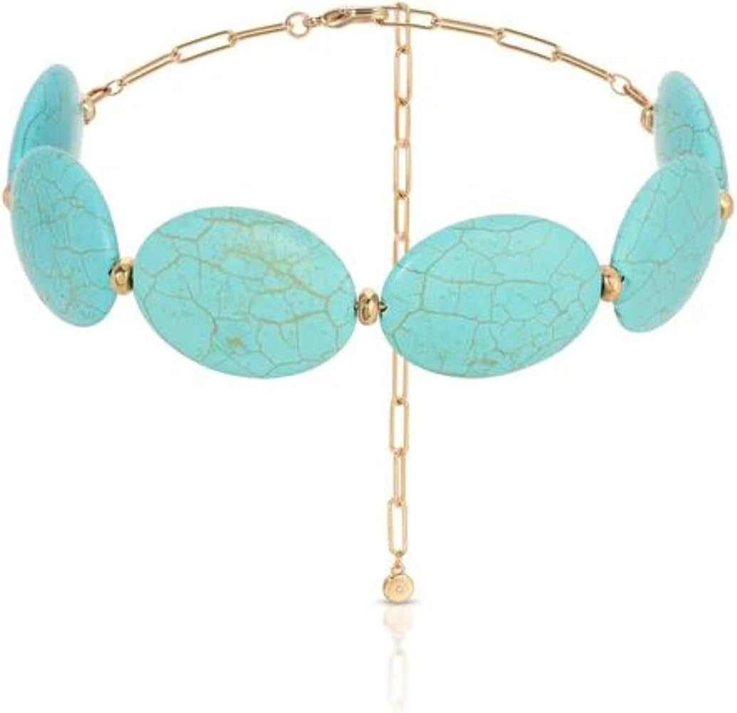 Ettika Choker Necklace For Women. Turquoise Jewelry. Oval Turquoise Stones Statement Choker Neckl... | Amazon (US)