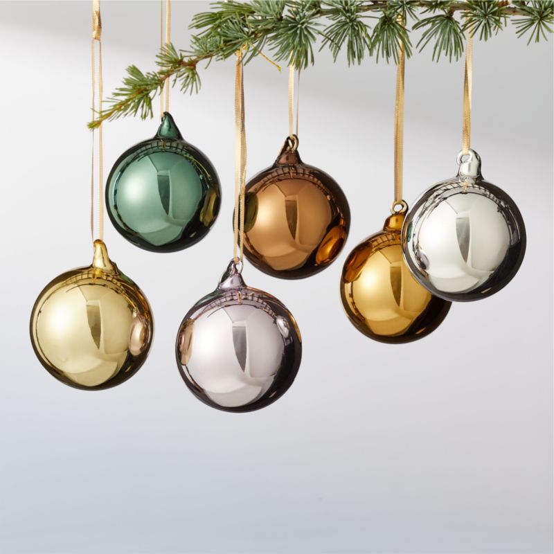 Radiant 3" Metallic Ball Christmas Tree Ornaments Set of 6 + Reviews | CB2 | CB2
