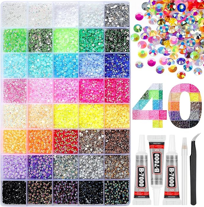 50000Pcs 40 Colors Resin Jelly Rhinestones for Bedazzling, 3mm Multicolor Flatback Gems for Craft... | Amazon (US)