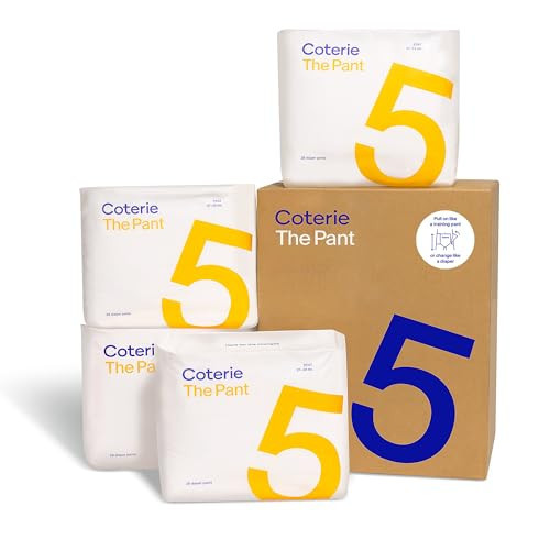 Coterie The Pant, Size 5, Pull Up Style Diapers for Sensitive Skin, Hypoallergenic, Super Absorbent Overnight Leak Protection, 3T/4T (27-38 lbs) 112 Count | Amazon (US)