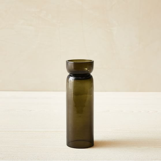 Foundations Glass Votive And Tealight Holders, Large Tealight Holder, Olive, Glass, 7 Inch Height | West Elm (US)