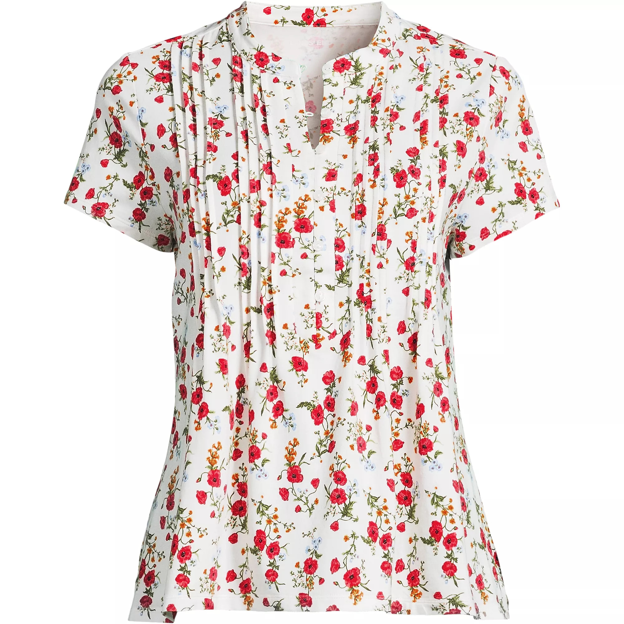 Women's Lightweight Jersey Button Pintuck Top | Lands' End (US)