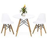 Best Choice Products Kids Mid-Century Modern Dining Room Round Table Set w/ 2 Armless Chairs - White | Amazon (US)