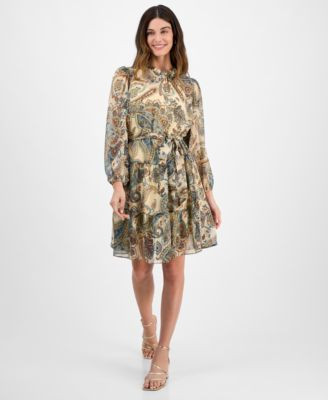 Women's Paisley-Print Fit & Flare Dress | Macy's
