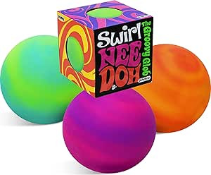 Nee-Doh Schylling Swirl Groovy Glob! Squishy, Squeezy, Stretchy Stress Balls Neon Yellow/Green, O... | Amazon (US)