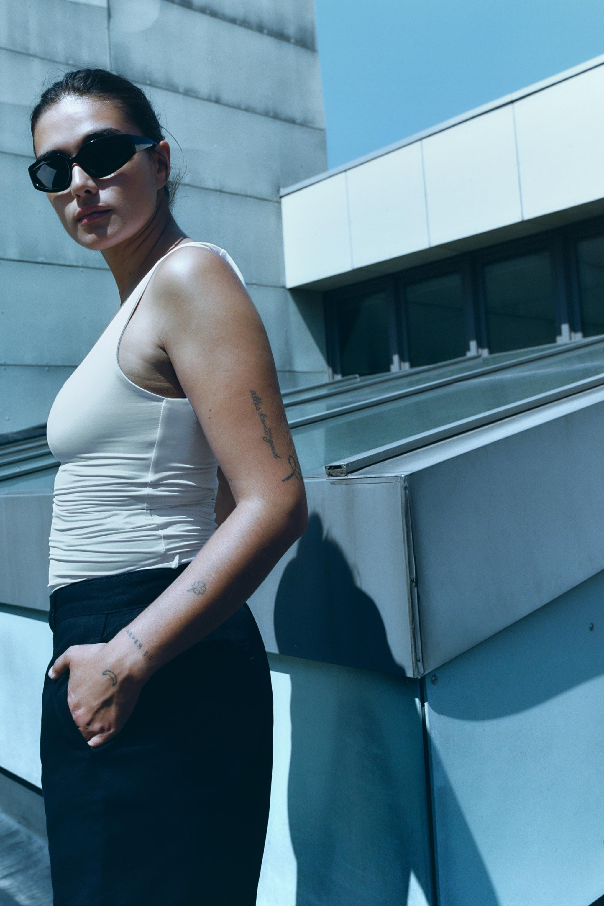 WIDE STRAP POLYAMIDE VEST TOP | Zara AU