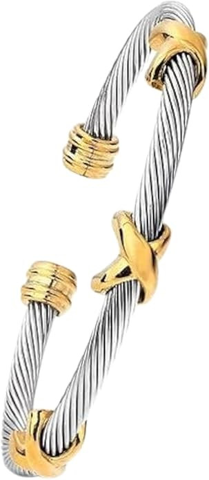 Multi Twisted Cable Wire Cross Bracelet For Women Men Classic Stainless Steel Fashion Stackable O... | Amazon (US)