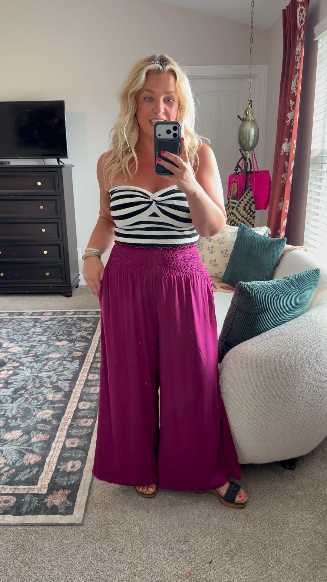 These stretchy pants are comfy but you still look put together and light weight so perfect for summer! I own this top in 4 colors bc it’s so good and I linked the BEST strapless bra! 
**size down in the pants, I got my true large & should have done a medium.

#LTKPetite #LTKMidsize #LTKOver40