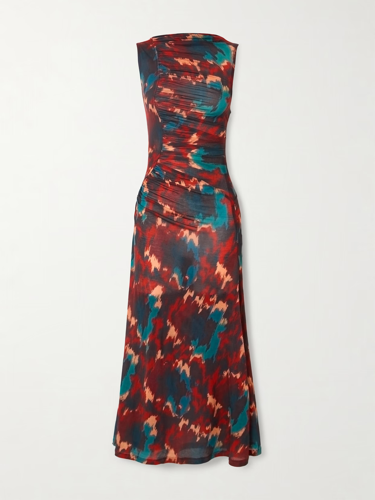 Ulla Johnson - Livia Ruched Printed Lyocell-jersey Midi Dress - Multi | NET-A-PORTER (US)