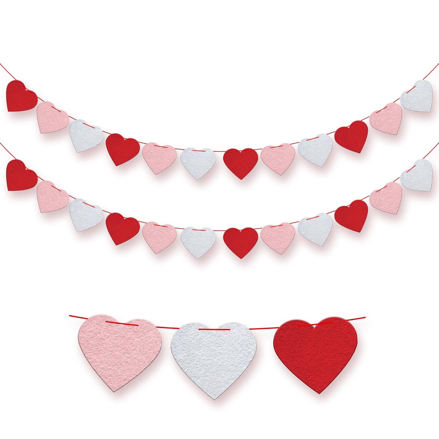 Red Felt Heart Garland Banner - No DIY | Red, White and Pink Heart Valentine Garland for Mantle, ... | Amazon (CA)