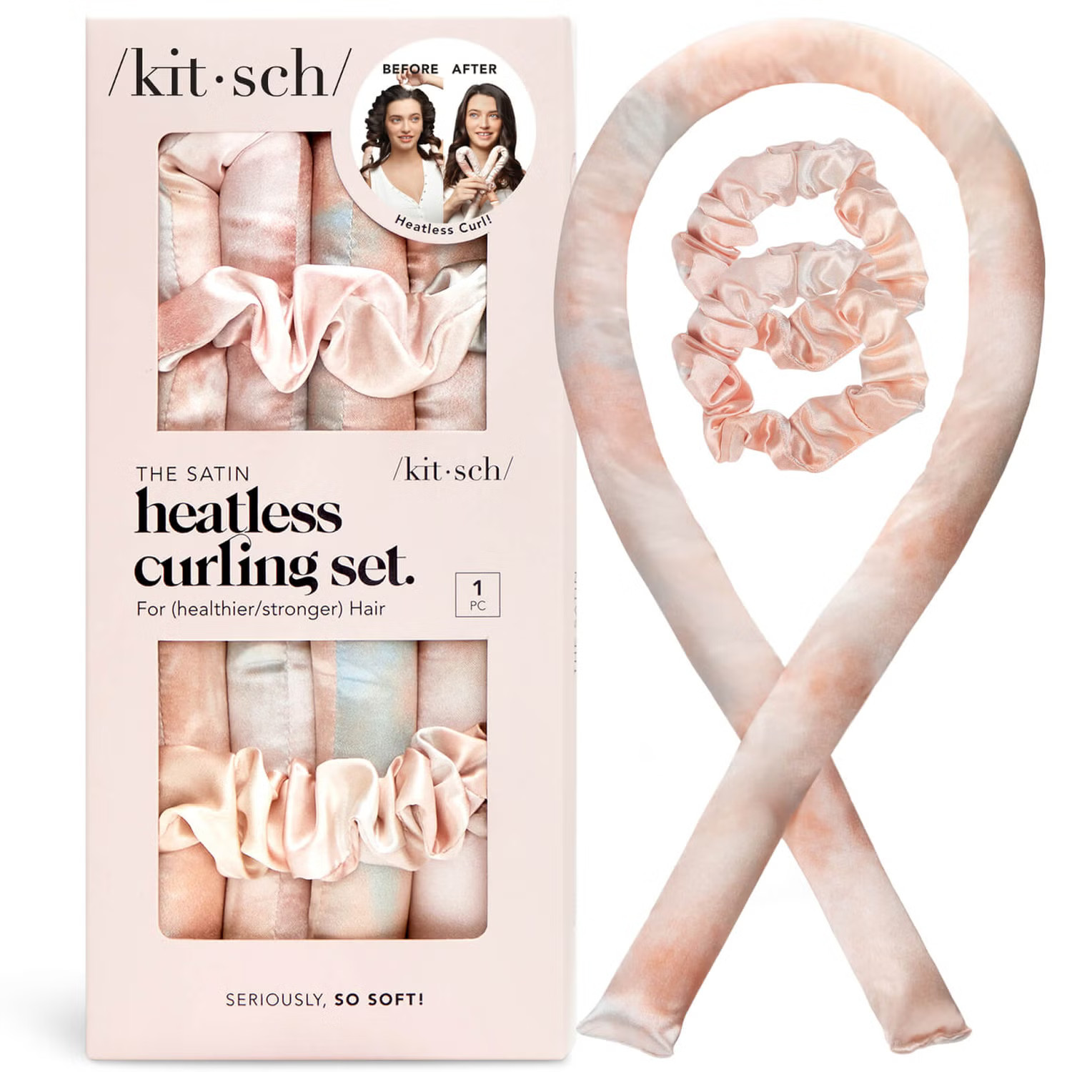 Kitsch Satin Heatless Curling Set - Sunset Tie Dye | Look Fantastic (ROW)