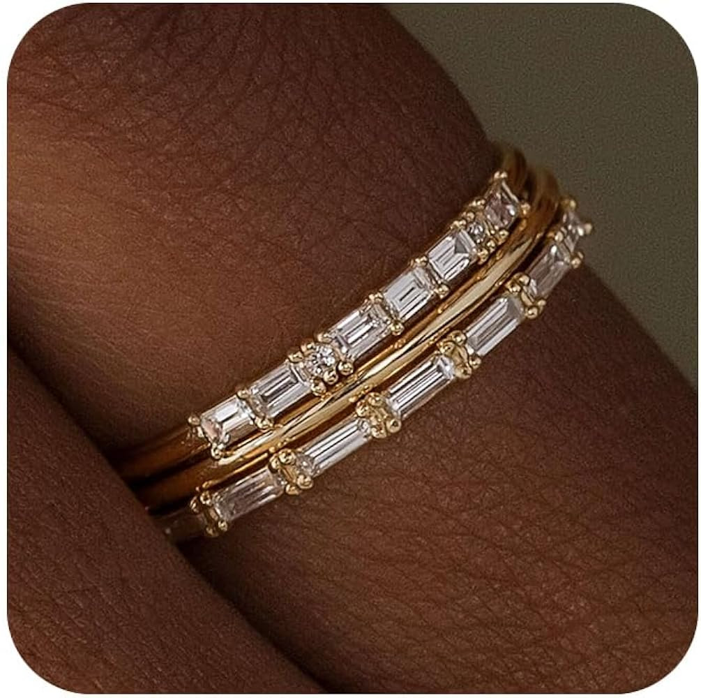Stackable Rings for Women that Don't Tarnish Trendy Dainty Stacking Cubic Zirconia Thumb Rings Se... | Amazon (US)