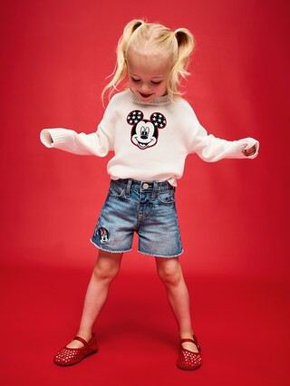 Old Navy x Disney Minnie Mouse Embroidered Frayed-Hem Jean Shorts for Toddler Girls | Old Navy (US)