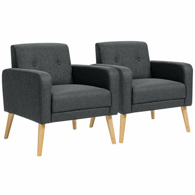 Costway Set of 2 Accent Chair Upholstered Single Sofa Armchair w/ Wooden Legs | Target
